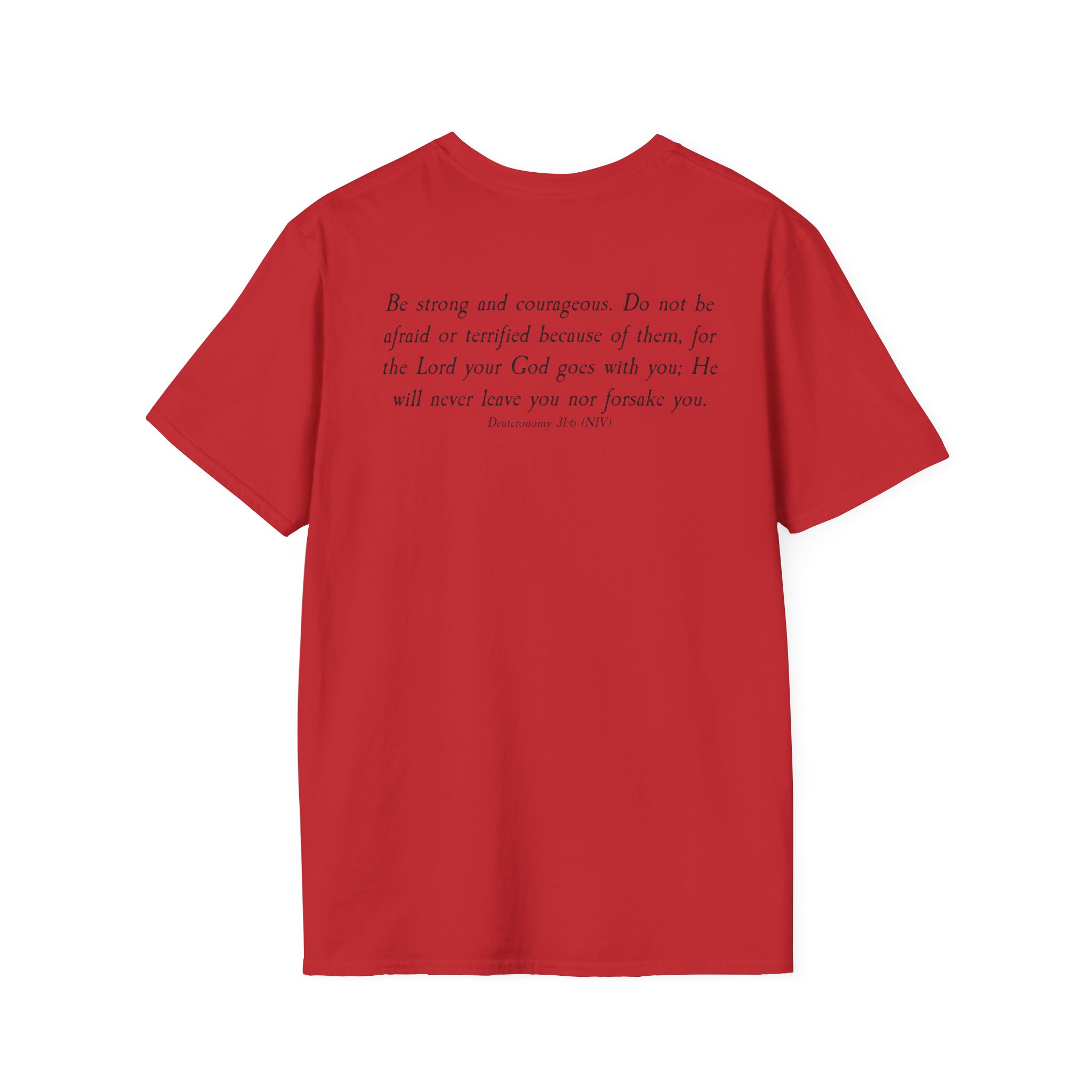 #988 Never Alone with Ribbon + Back Scripture Unisex Softstyle T-Shirt - Image 106