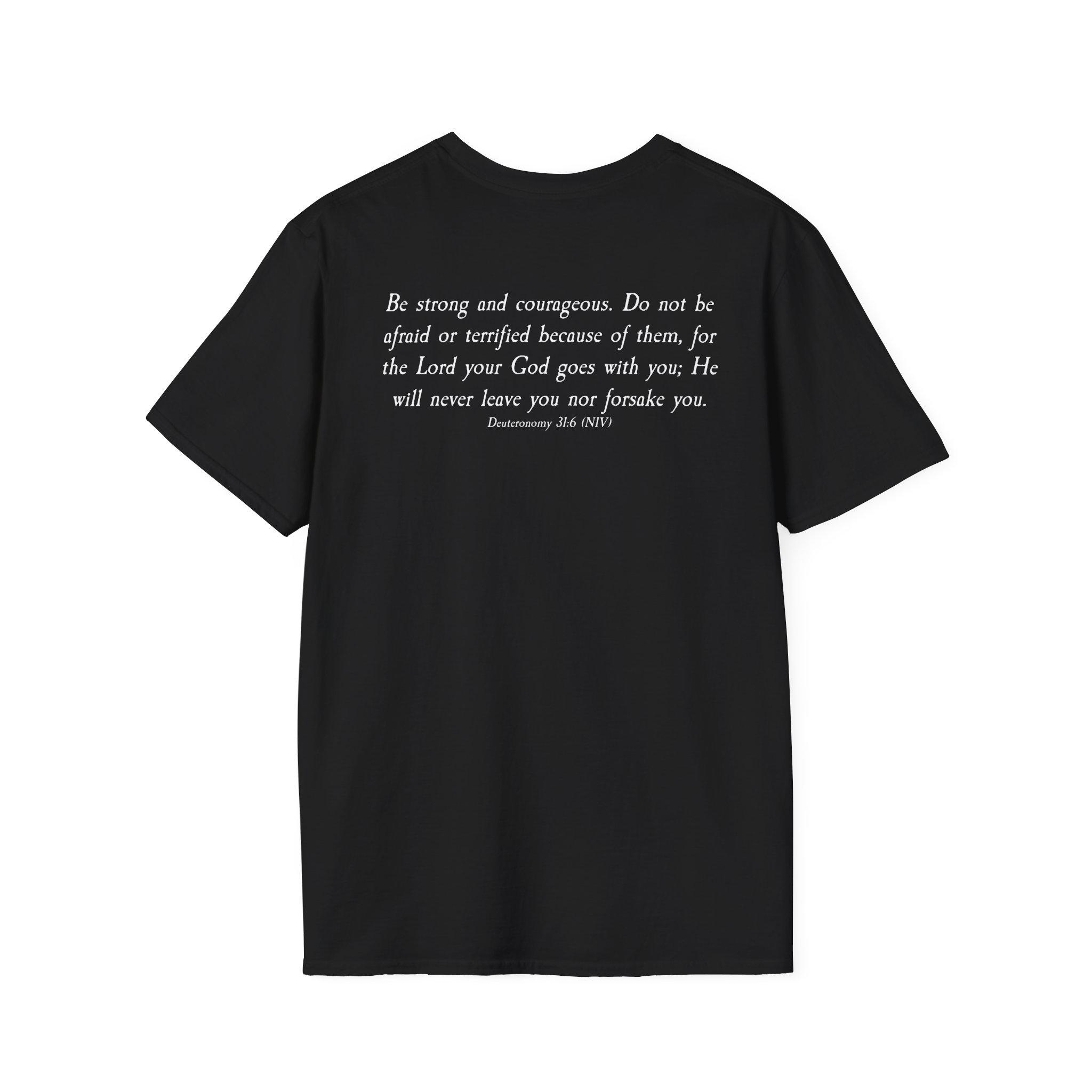 #988 Never Alone with Ribbon + Back Scripture Unisex Softstyle T-Shirt - Image 18