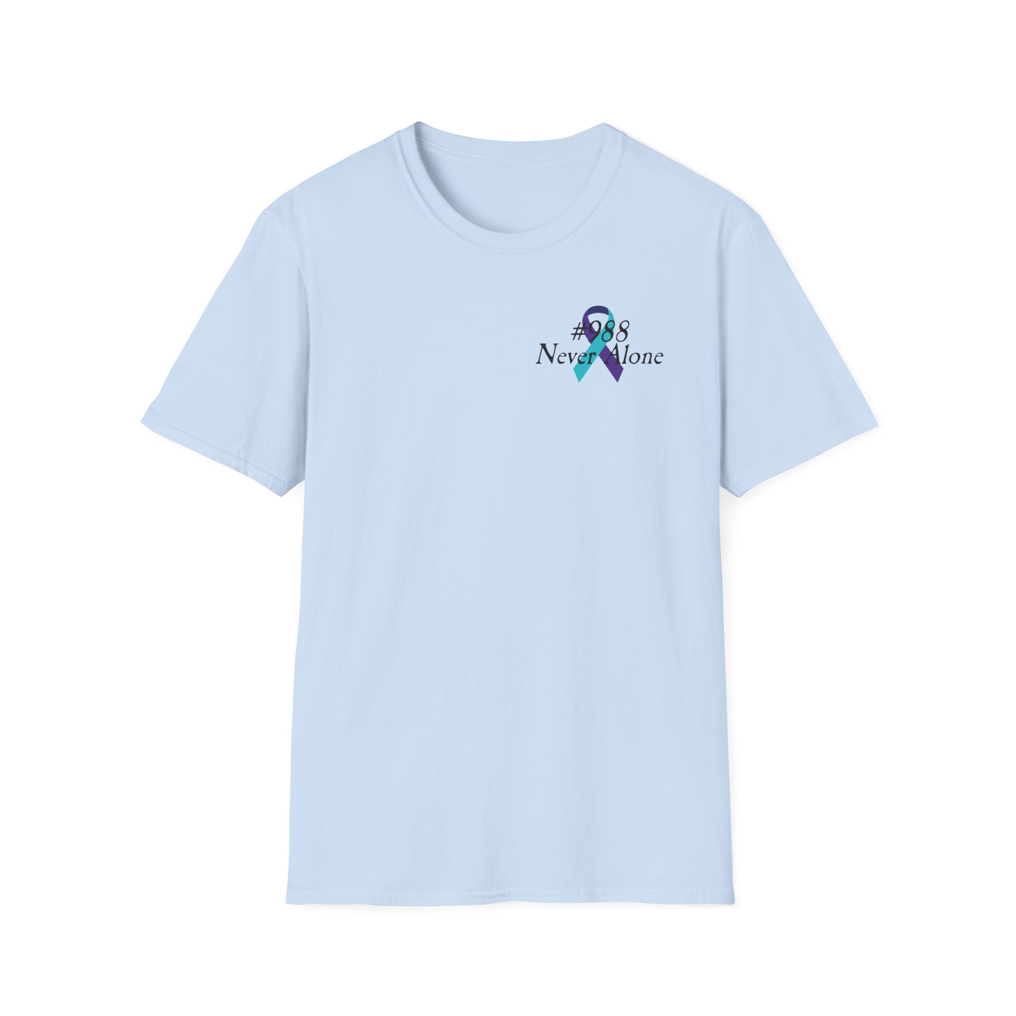 #988 Never Alone with Ribbon + Back Scripture Unisex Softstyle T-Shirt - Image 73
