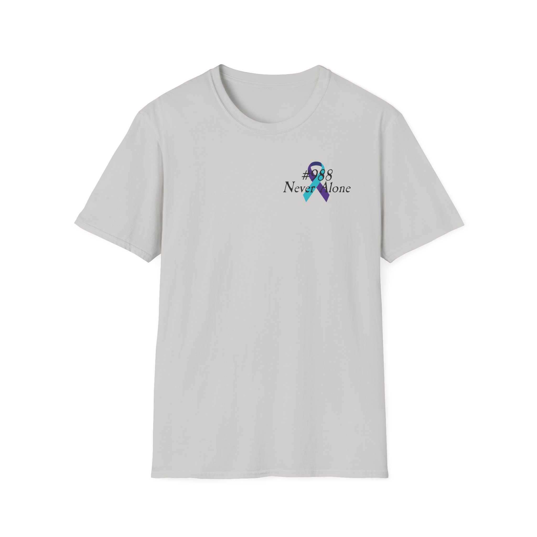 #988 Never Alone with Ribbon + Back Scripture Unisex Softstyle T-Shirt - Image 25