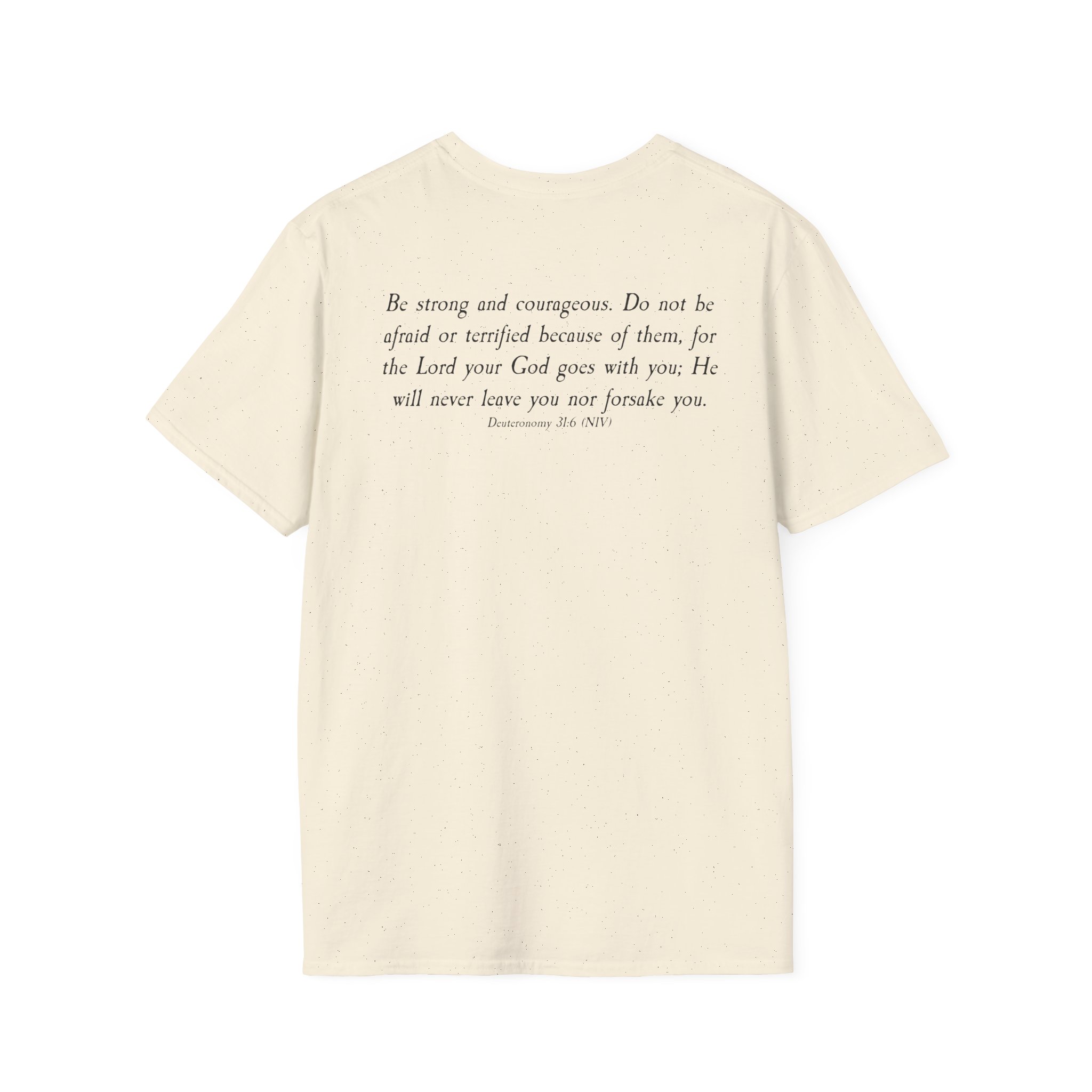 #988 Never Alone with Ribbon + Back Scripture Unisex Softstyle T-Shirt - Image 42