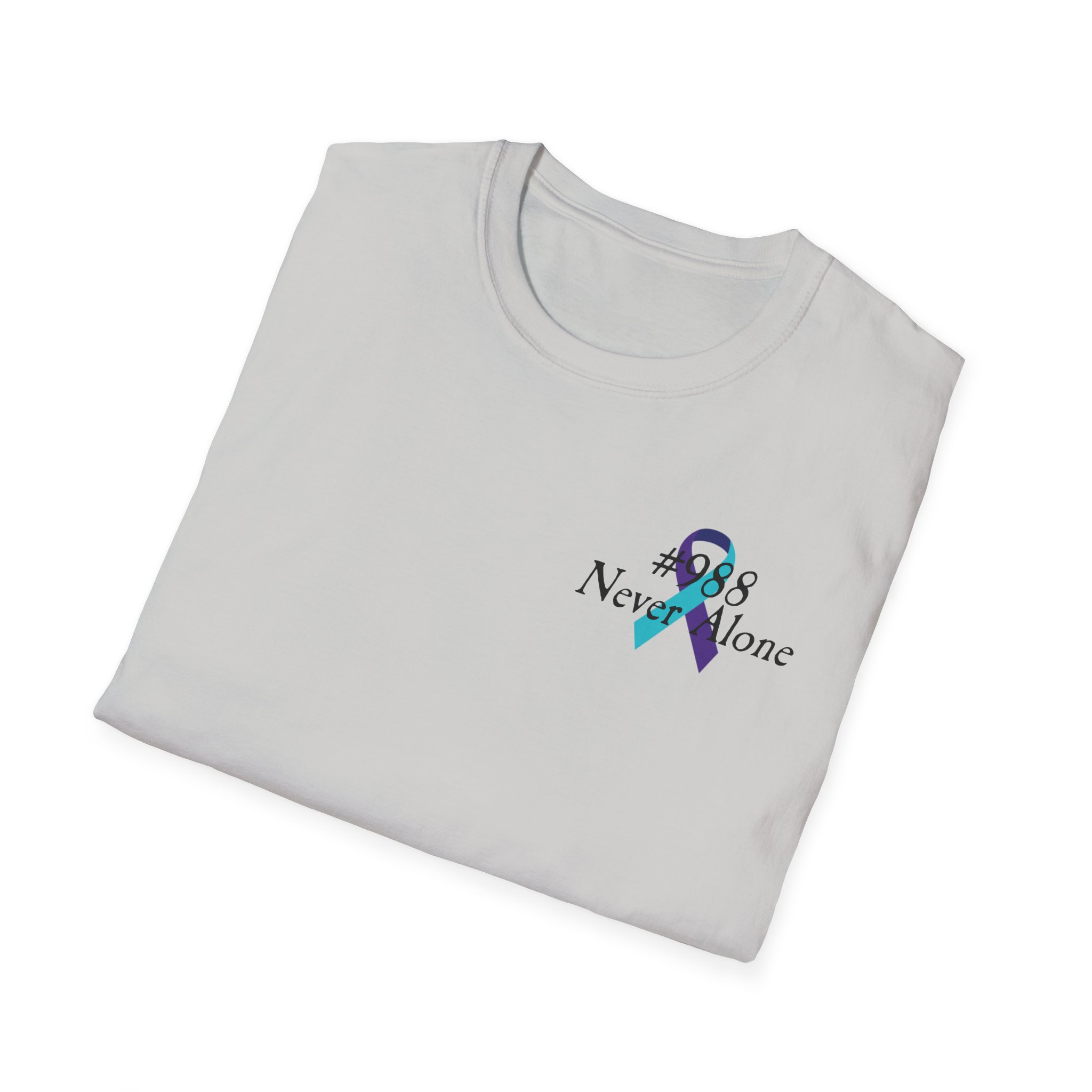 #988 Never Alone with Ribbon + Back Scripture Unisex Softstyle T-Shirt - Image 28