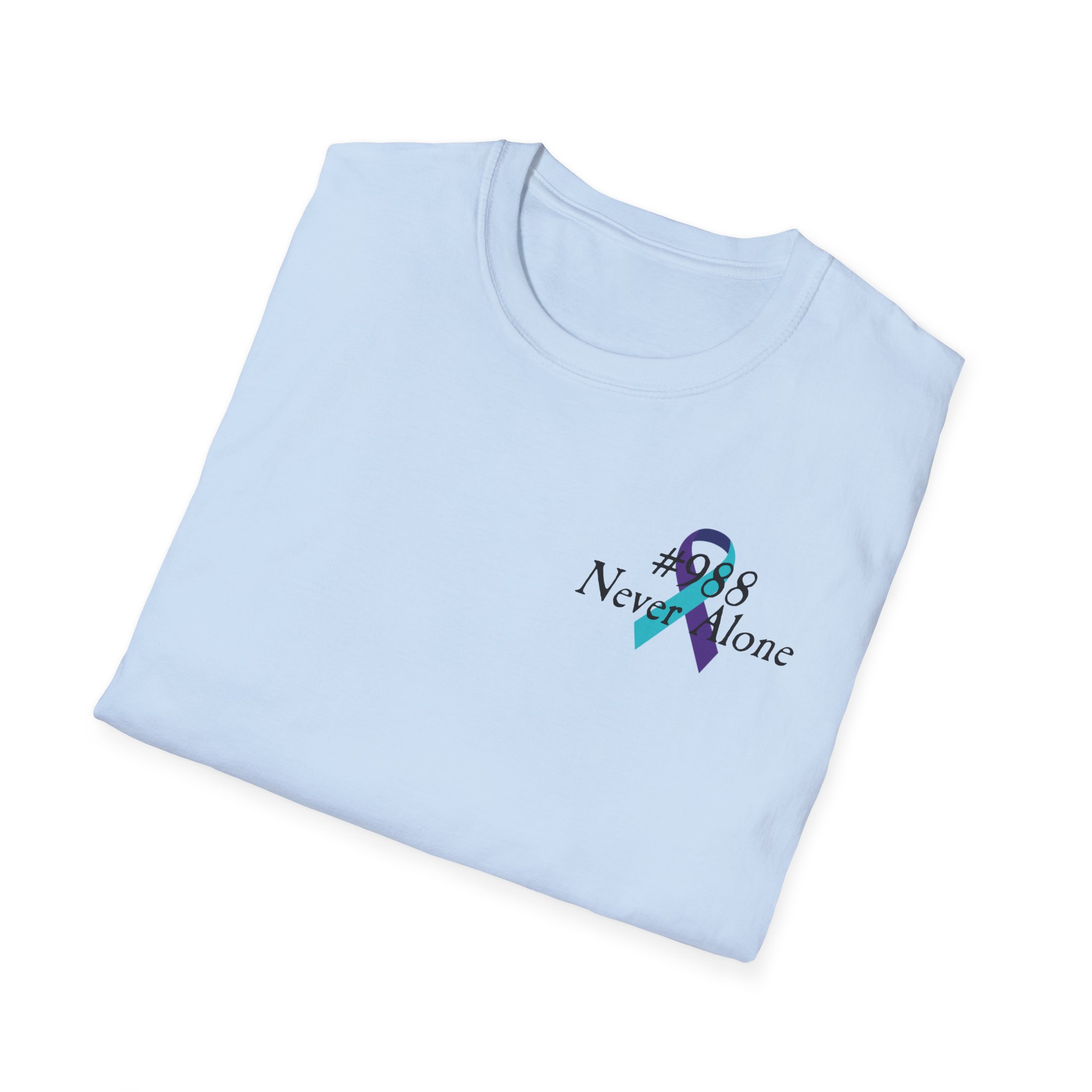 #988 Never Alone with Ribbon + Back Scripture Unisex Softstyle T-Shirt - Image 76