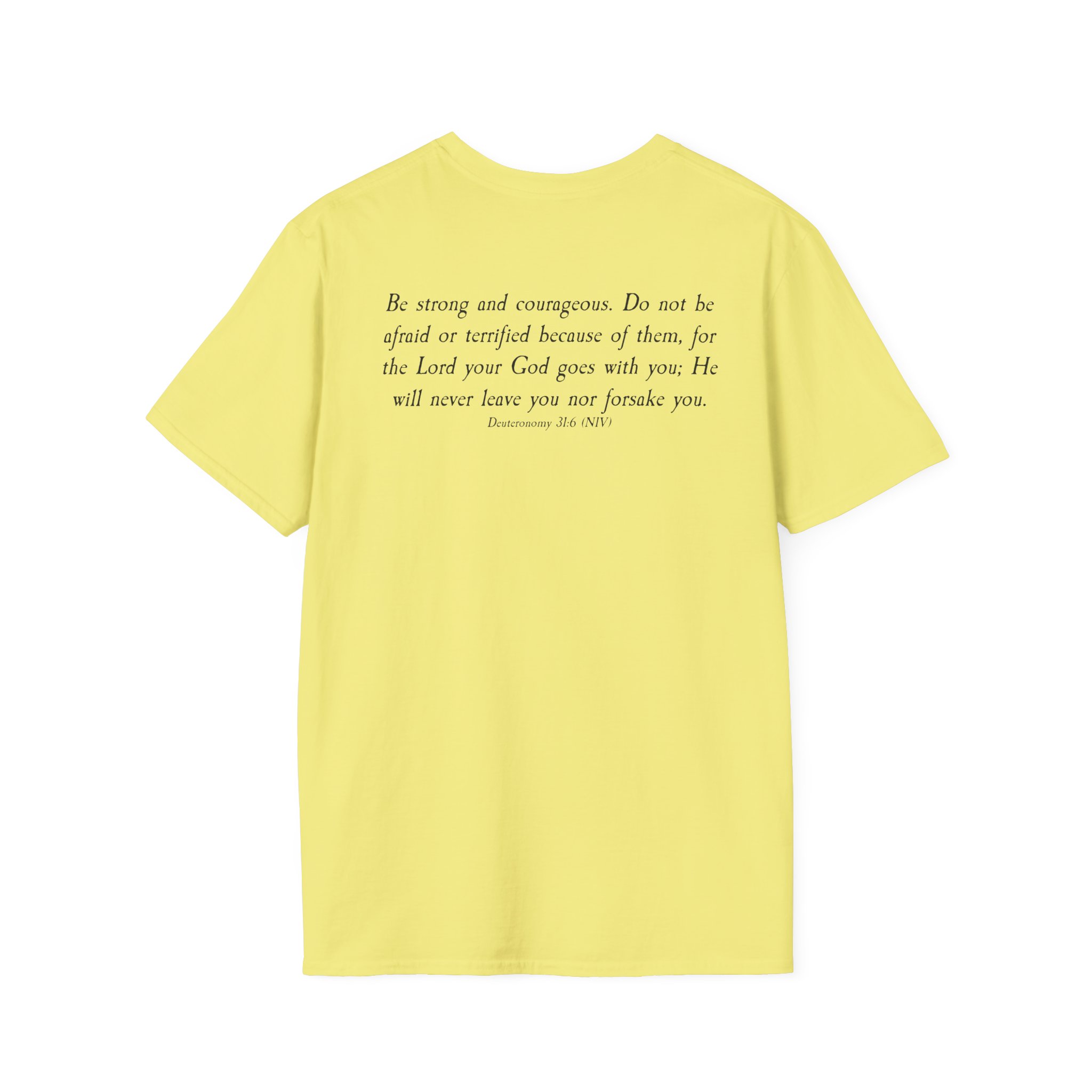 #988 Never Alone with Ribbon + Back Scripture Unisex Softstyle T-Shirt - Image 50