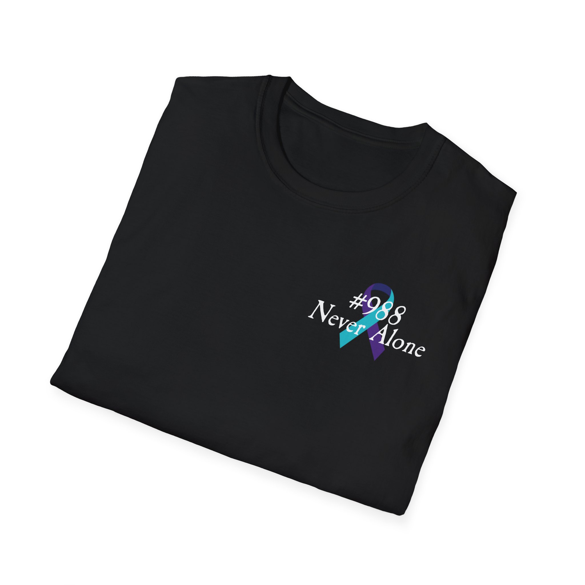 #988 Never Alone with Ribbon + Back Scripture Unisex Softstyle T-Shirt - Image 20
