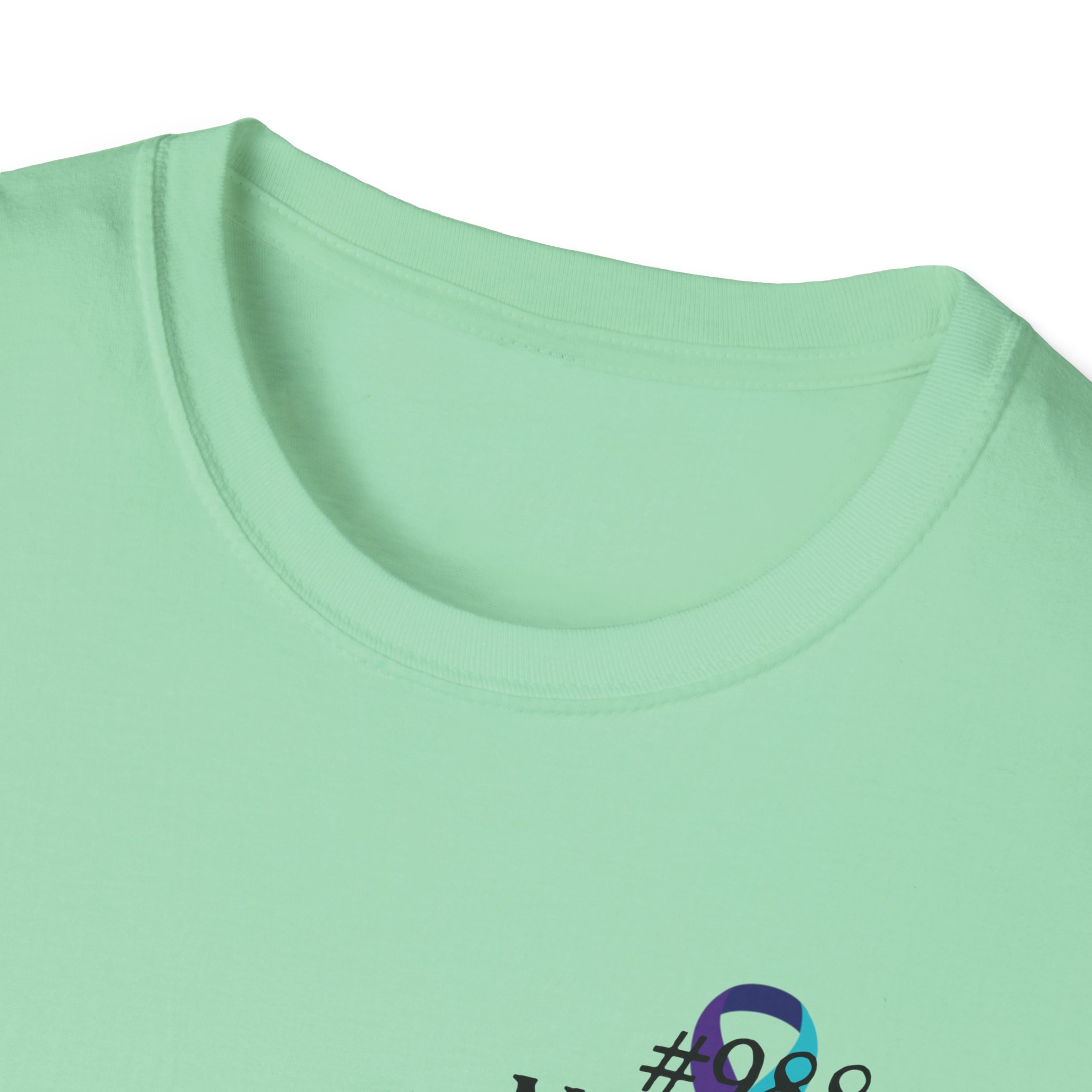 #988 Never Alone with Ribbon + Back Scripture Unisex Softstyle T-Shirt - Image 59