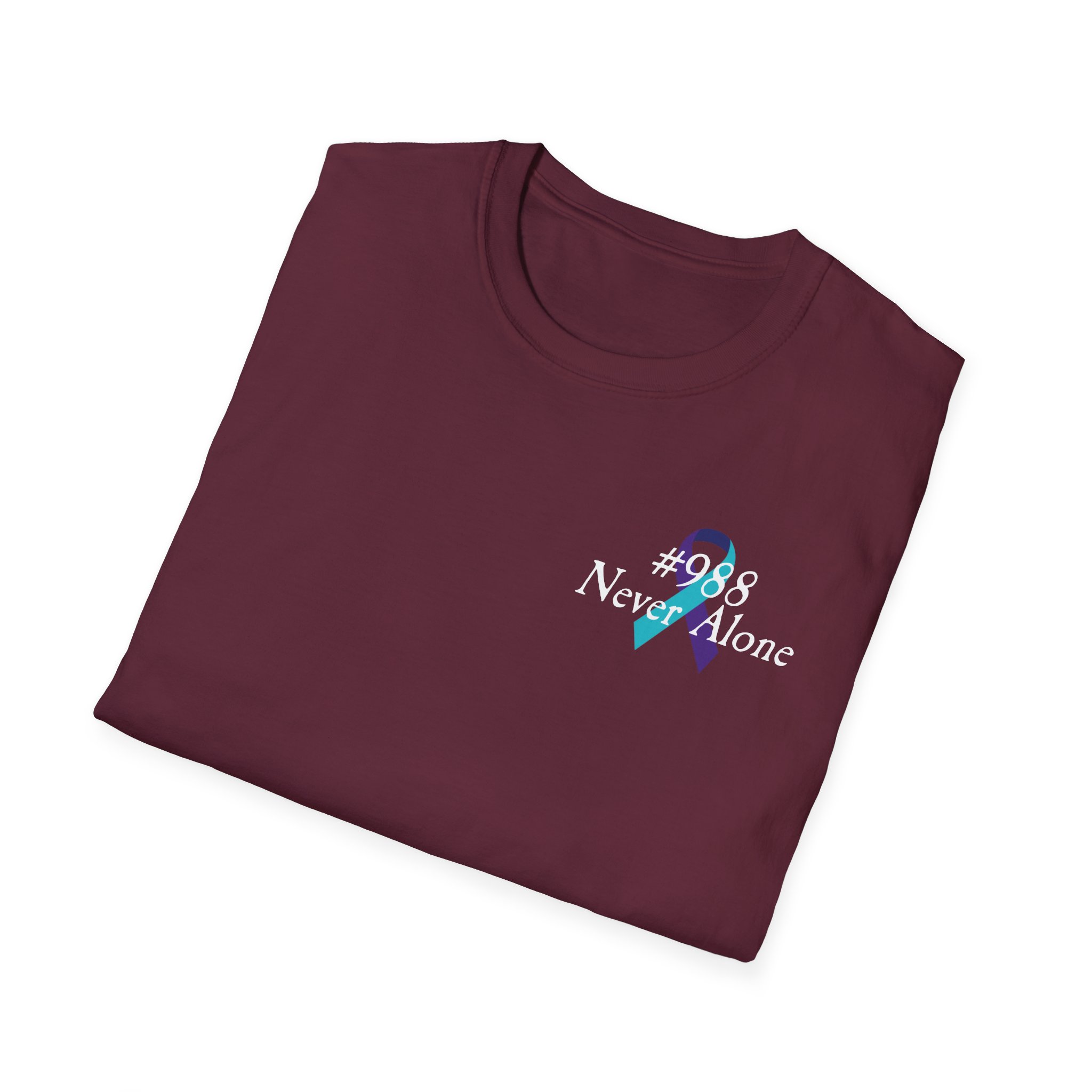 #988 Never Alone with Ribbon + Back Scripture Unisex Softstyle T-Shirt - Image 36