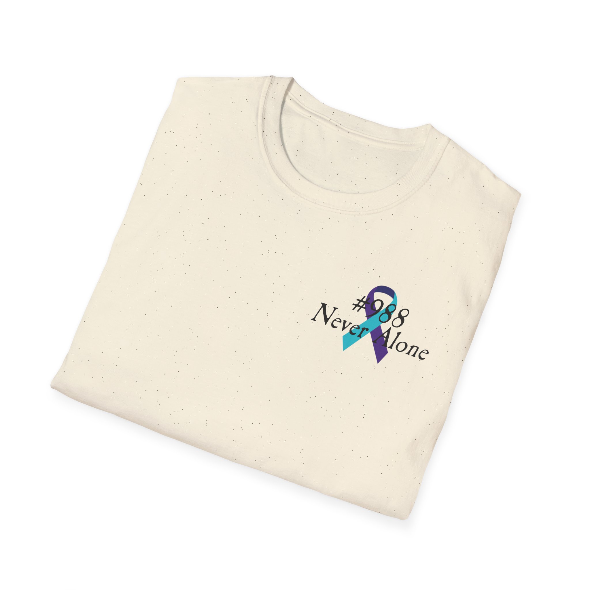 #988 Never Alone with Ribbon + Back Scripture Unisex Softstyle T-Shirt - Image 44