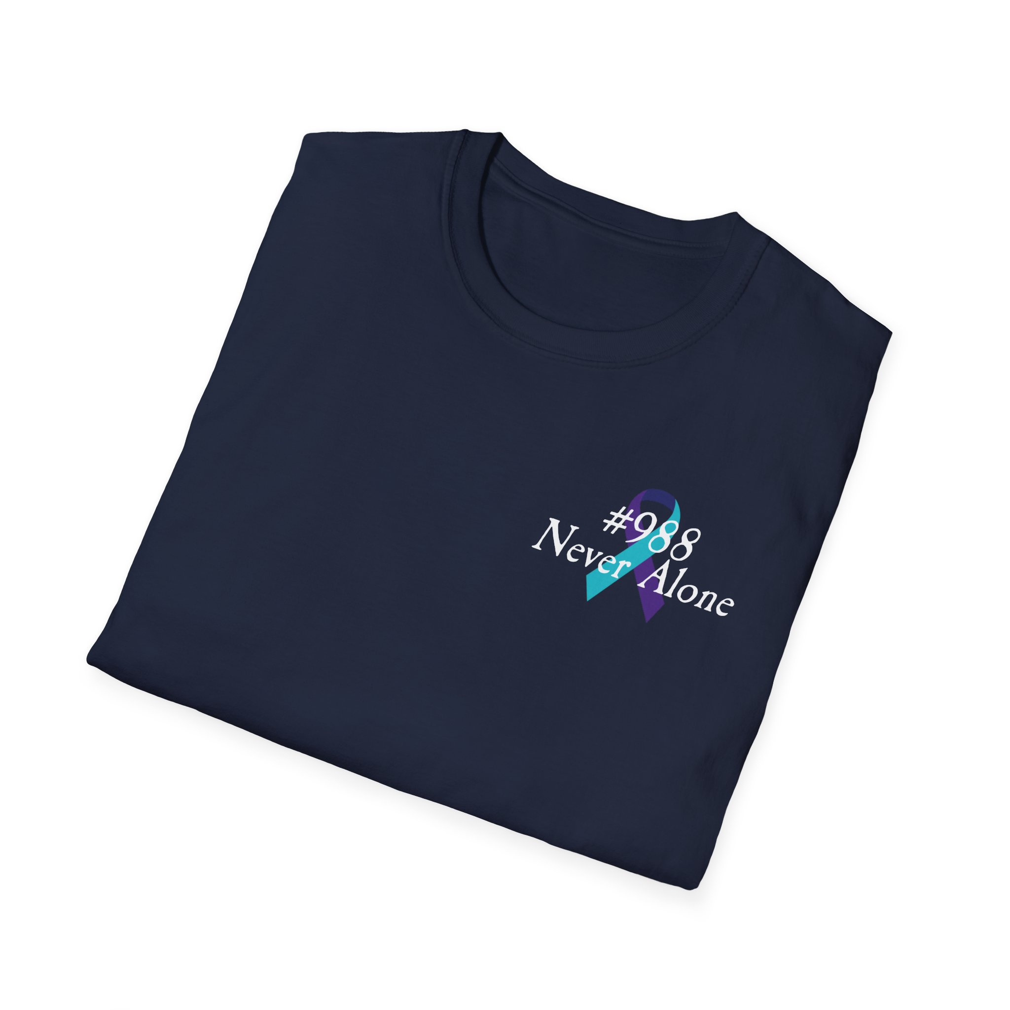 #988 Never Alone with Ribbon + Back Scripture Unisex Softstyle T-Shirt - Image 4